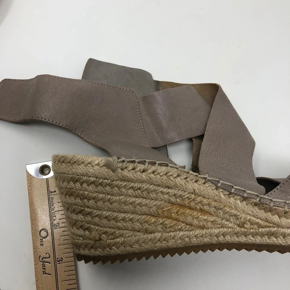 Eileen Fisher Willow Espadrille Wedge Sandal Womens 8 Beige Wide Strap Boho